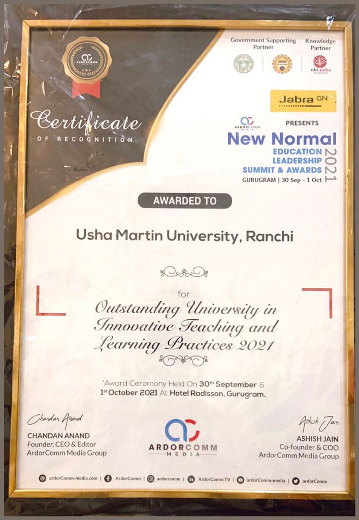 Award-certificate at umu ranchi